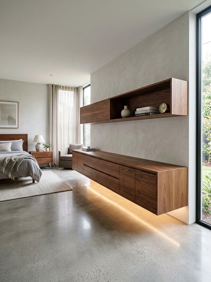 Floating Bedroom Cabinets - 30 bedroom built-in storage ideas