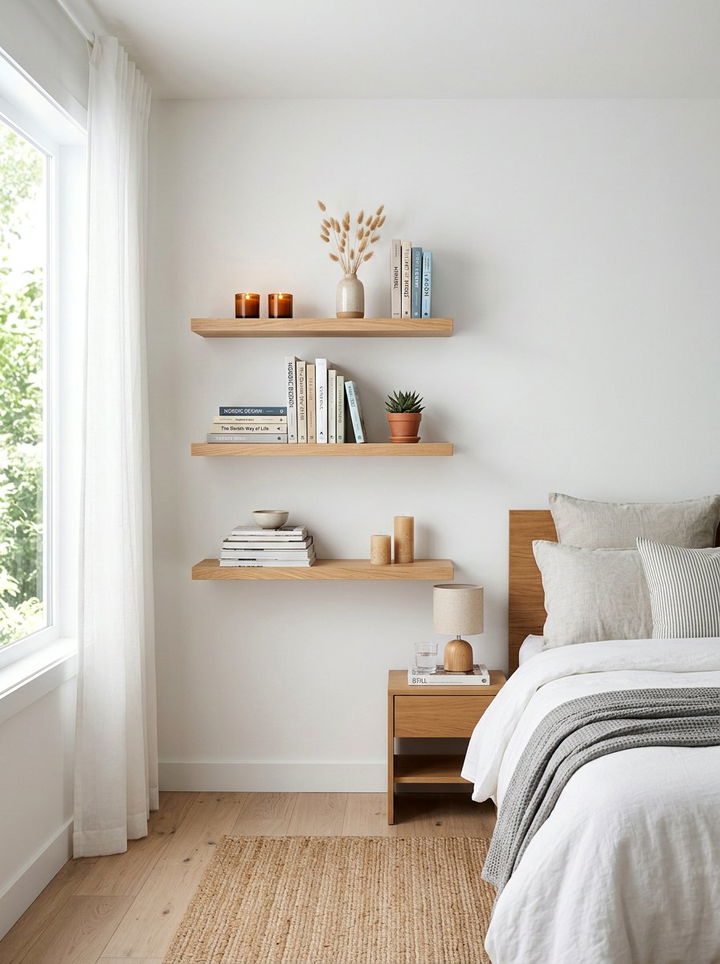 Floating Bedroom Shelf - 30 inexpensive bedroom ideas