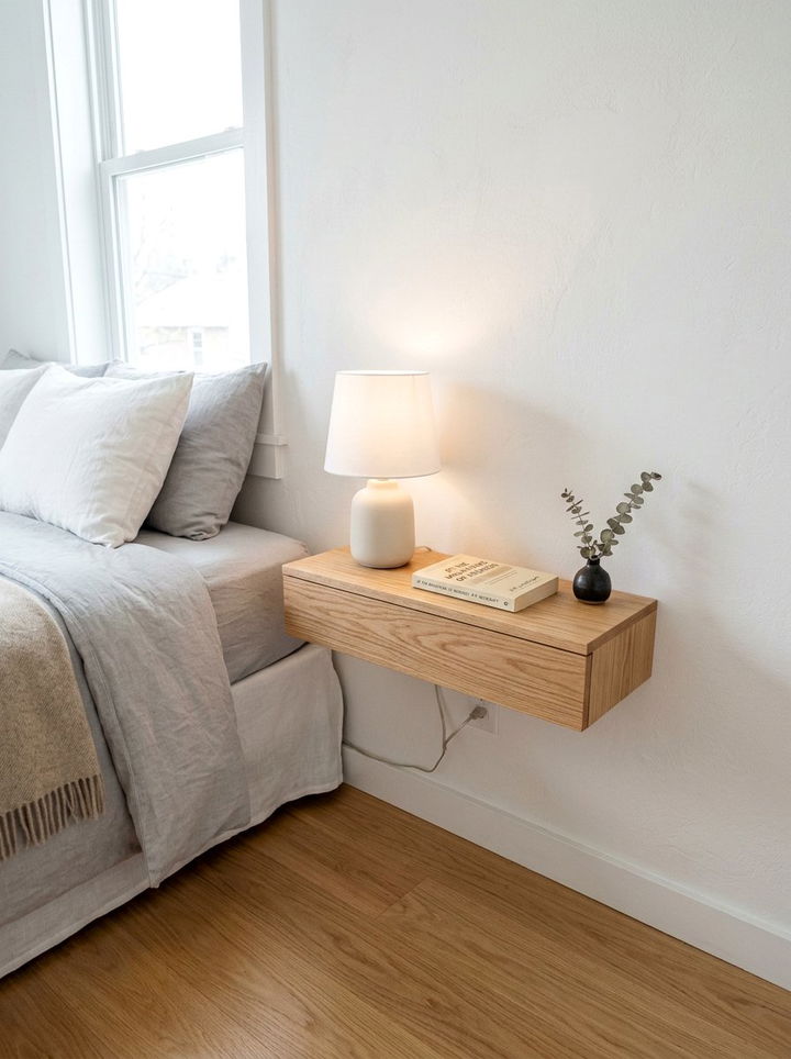 Floating Bedside Shelf - 30 bedroom enhancement ideas