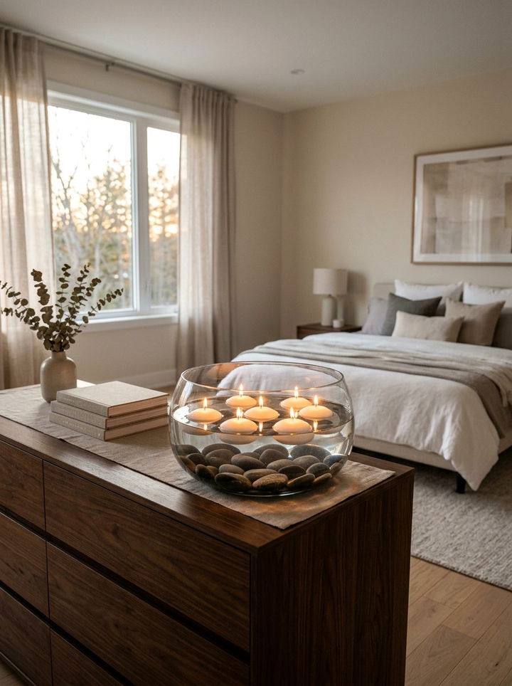 Floating Candle Centerpiece - 30 bedroom candle ideas
