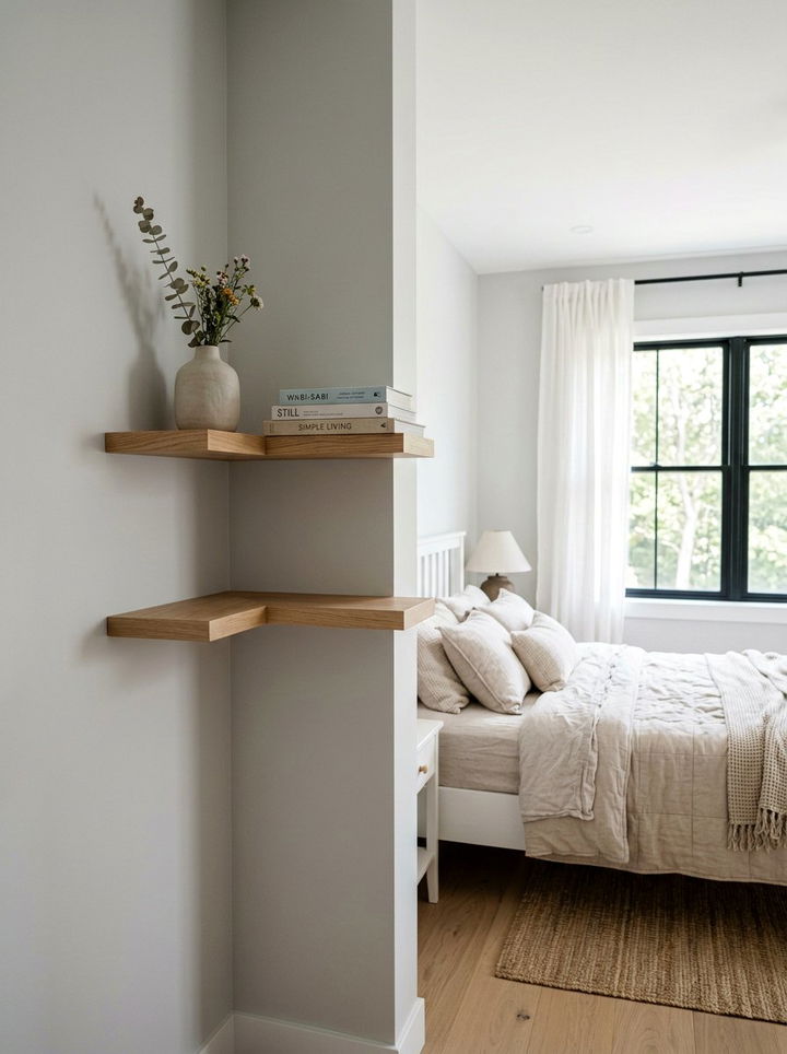 Floating Corner Shelf - 30 bedroom corner shelving ideas