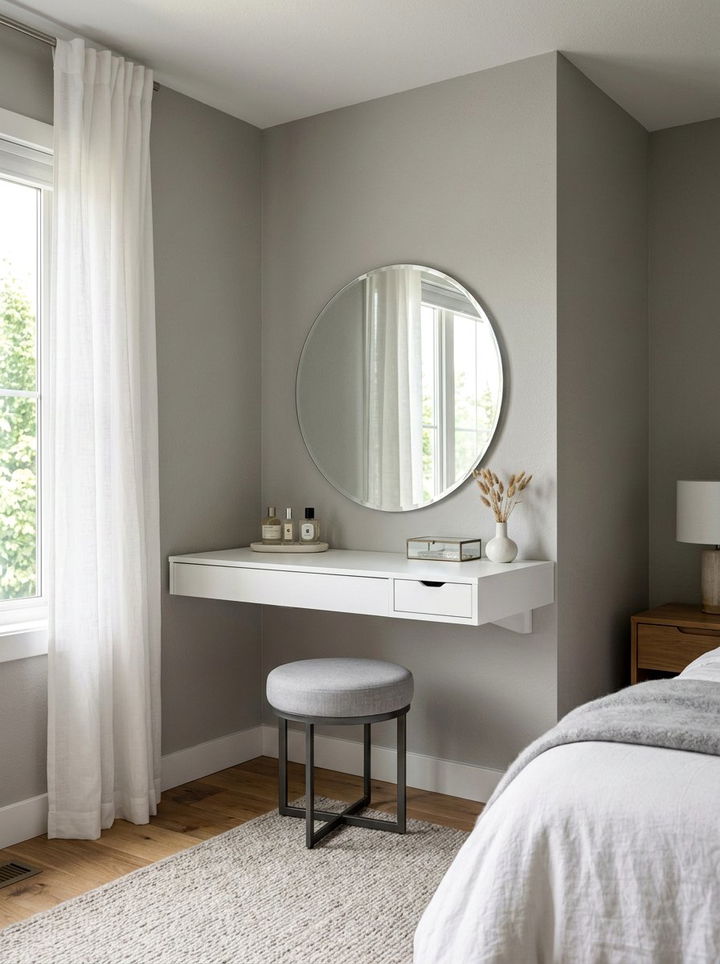 Floating Corner Vanity - 30 bedroom corner vanity ideas