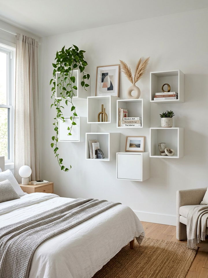 Floating Cube Shelves - 30 bedroom storage cubes