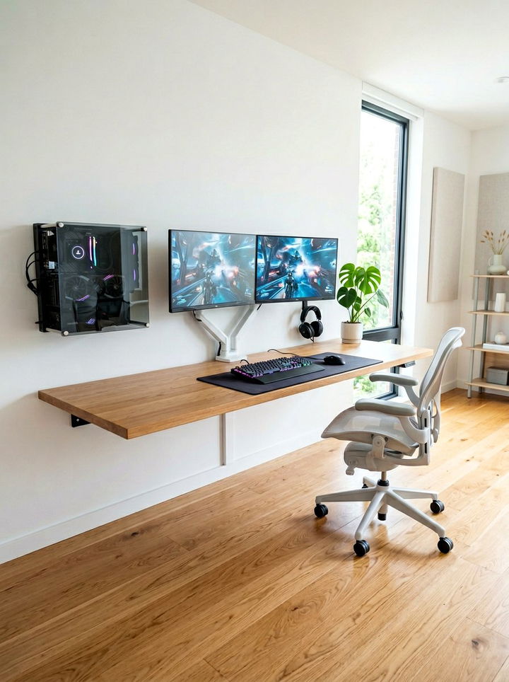 Floating Desk Gaming Setup - 30 gaming bedroom ideas