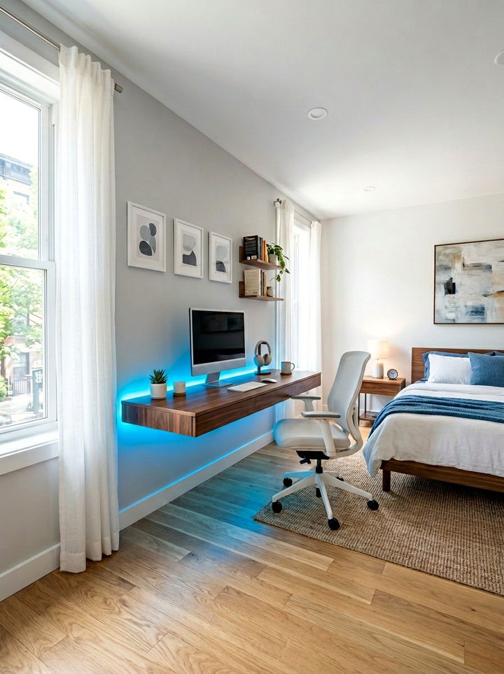 Floating Desk Setup - 30 streaming setup bedroom ideas