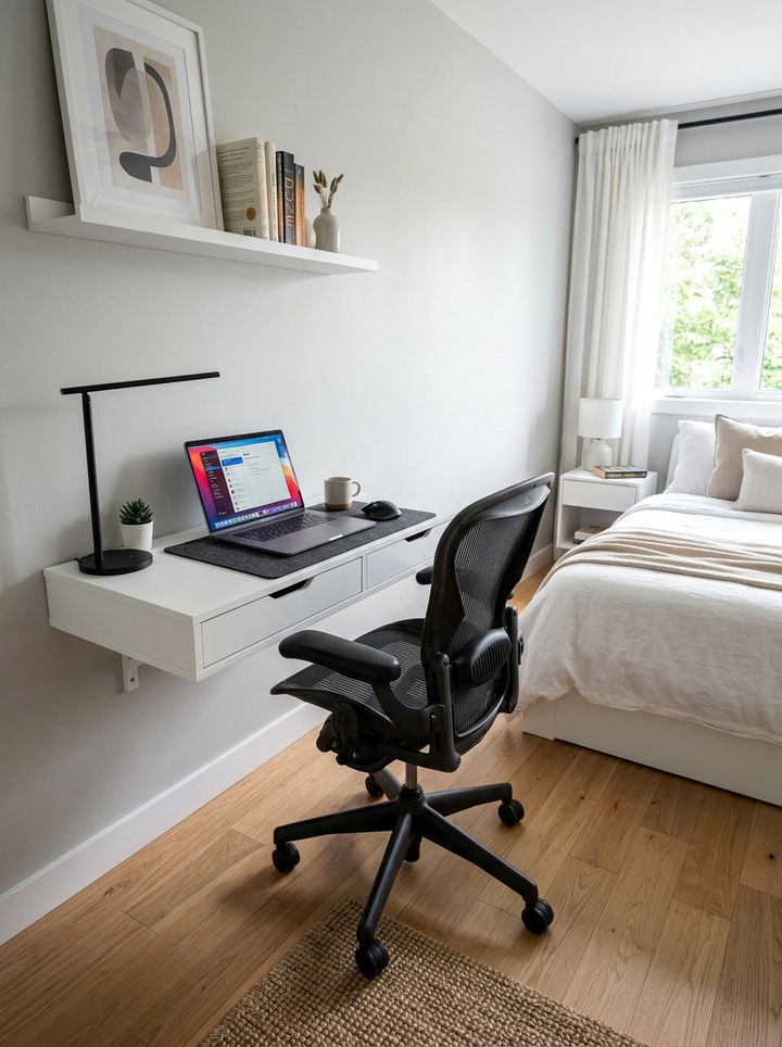 Floating Desk With Drawer - 30 bedroom secret storage ideas