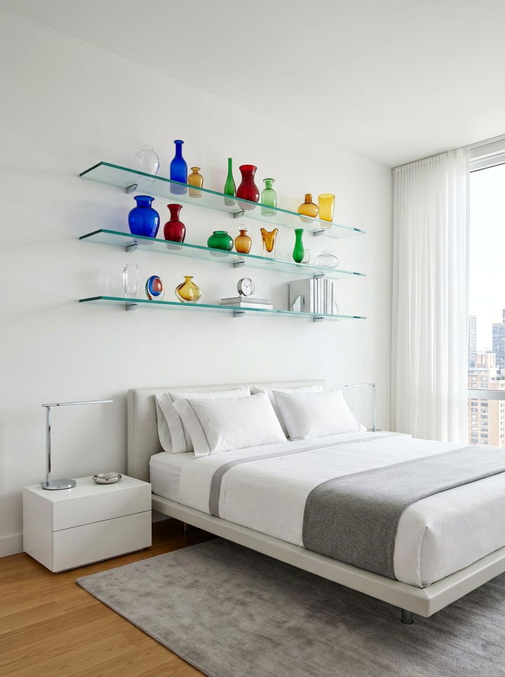 Floating Glass Shelf - 30 bedroom collection display ideas