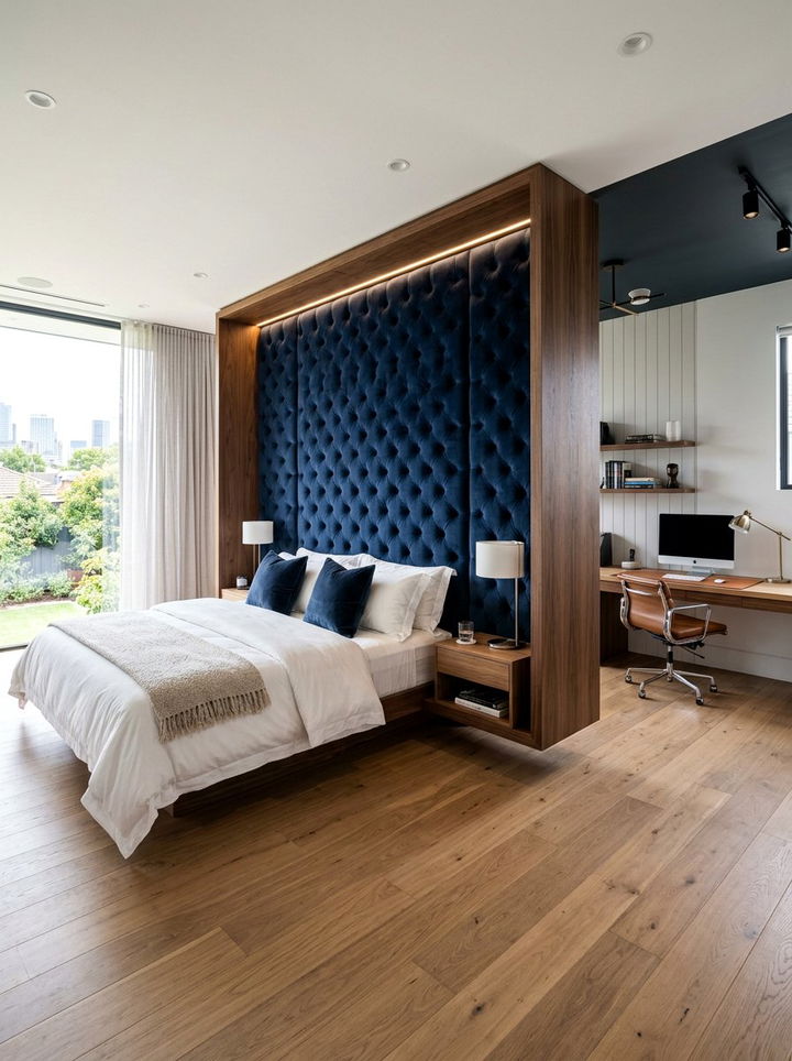 Floating Headboard Wall - 30 bedroom room dividers