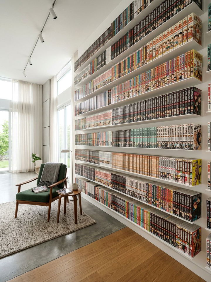 Floating Manga Bookshelves - 30 manga bedroom ideas