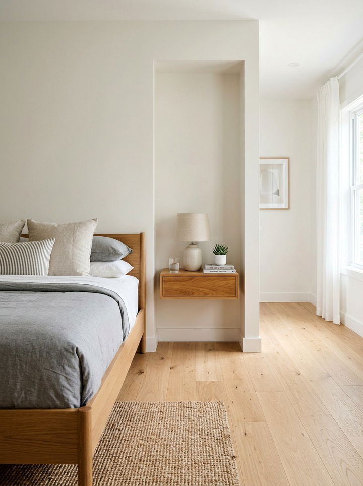 Floating Nightstand Area - 30 bedroom niche ideas