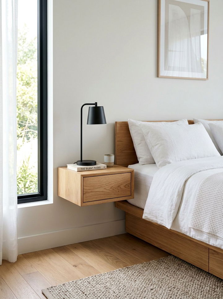 Floating Nightstand Oak - 30 scandinavian bedroom ideas
