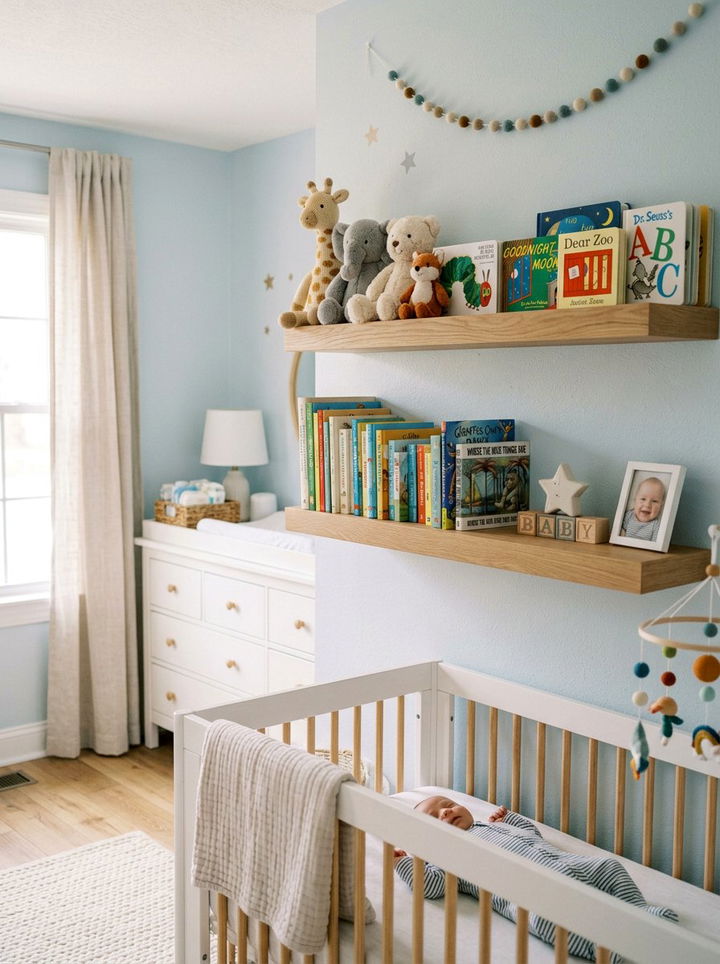Floating Nursery Shelf - 30 bedroom floating shelves