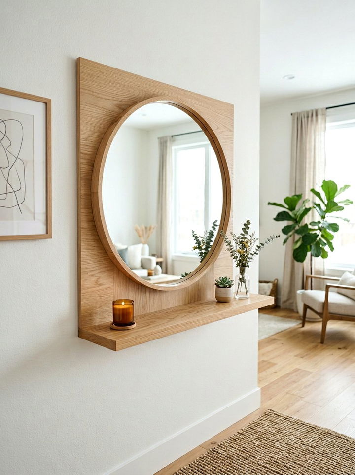 Floating Round Mirror Shelf Combo - 30 bedroom round mirrors