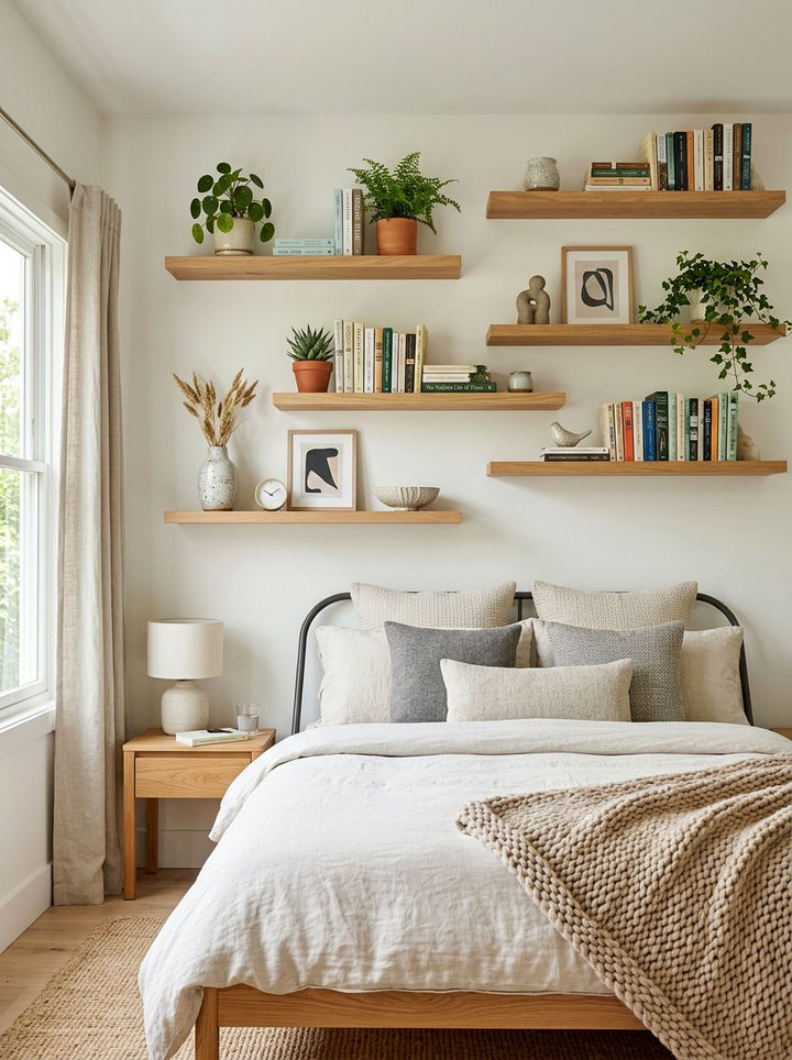 Floating Shelf - 30 bedroom space saving ideas