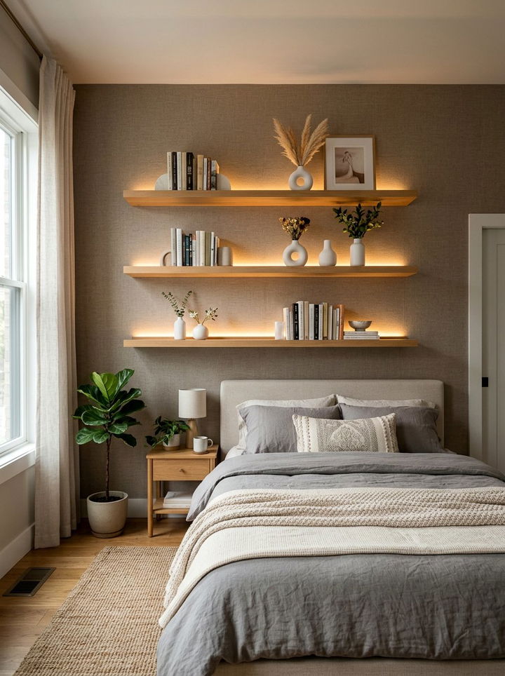 Floating Shelf Backlighting - 30 bedroom accent lighting ideas