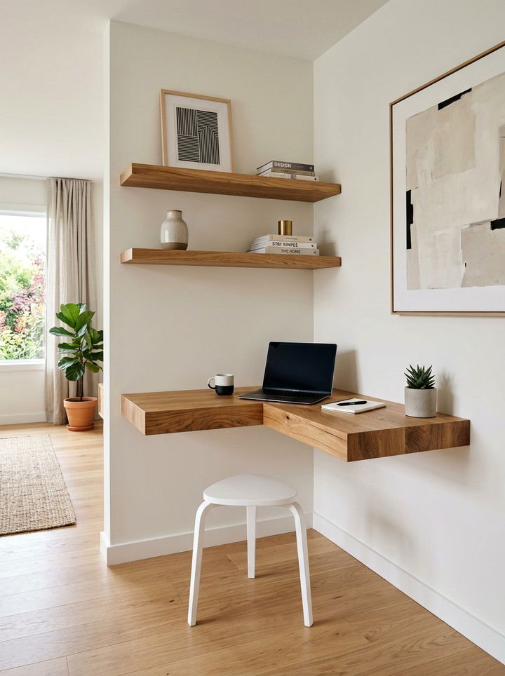 Floating Shelf Corner Desk - 30 bedroom corner desk ideas