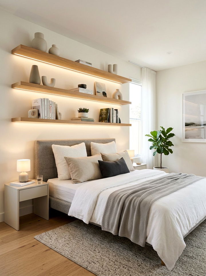 Floating Shelf Led Lighting - 30 bedroom layered lighting ideas