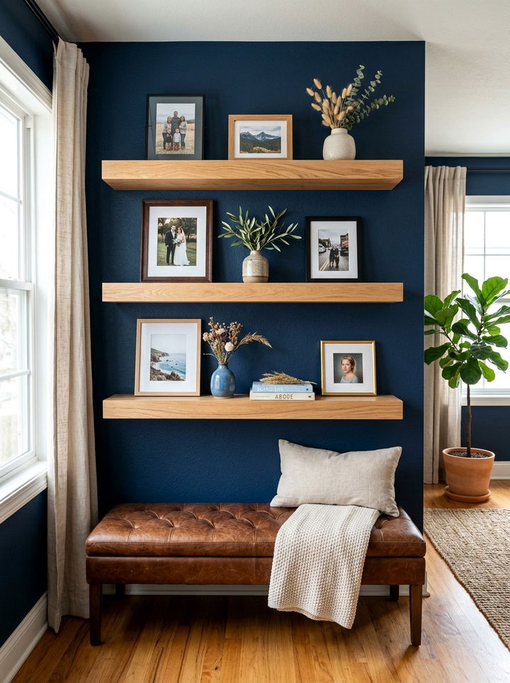 Floating Shelf Picture Display - 30 bedroom photo displays