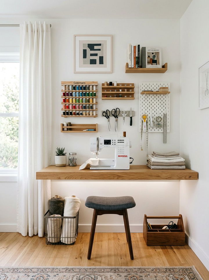 Floating Shelf Sewing - 30 bedroom sewing nook ideas