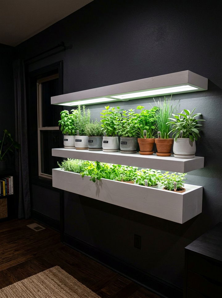 Floating Shelf With Grow Lights - 30 bedroom plant shelves