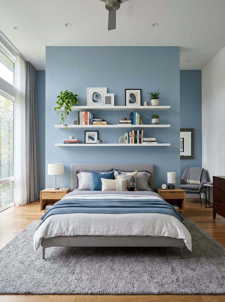 Floating Shelves Above Headboard - 30 bedroom bookshelf ideas