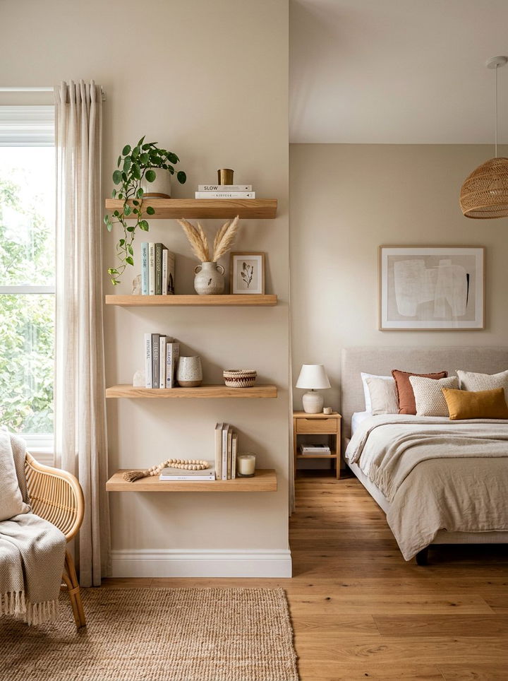 Floating Shelves Bedroom - 30 bedroom wall storage ideas