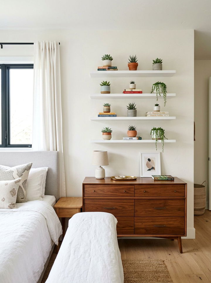 Floating Shelves With Adhesive - 30 no damage bedroom ideas