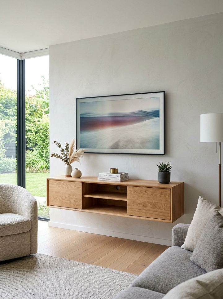 Floating TV Console - 30 bedroom multi-functional ideas