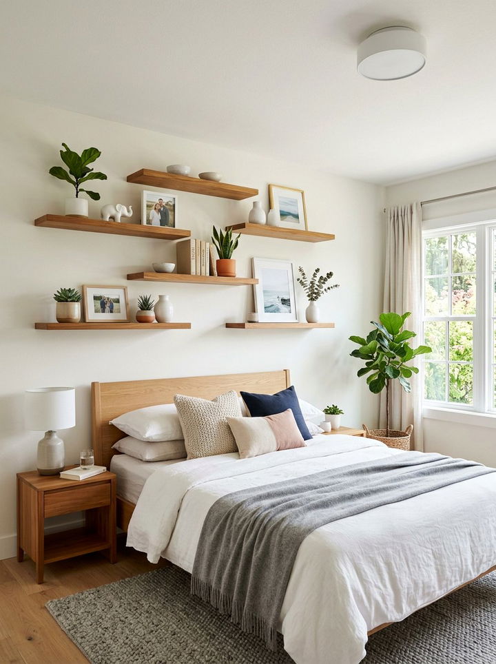 Floating Teak Shelves - 30 bedroom teak furniture ideas