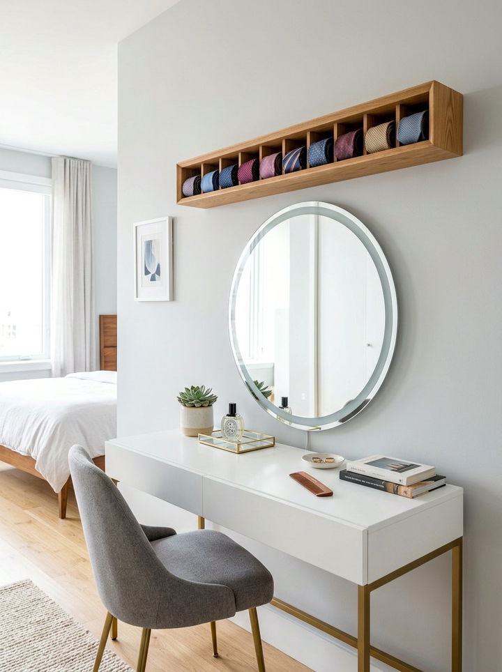 Floating Tie Shelf - 30 bedroom tie storage ideas