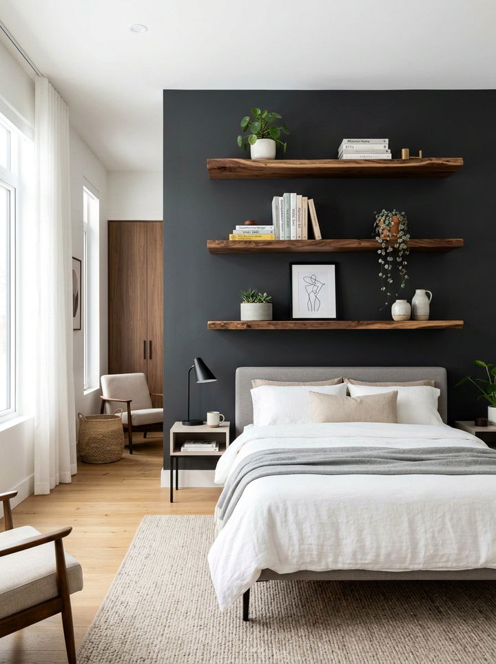 Floating Timber Shelves - 30 handmade bedroom ideas