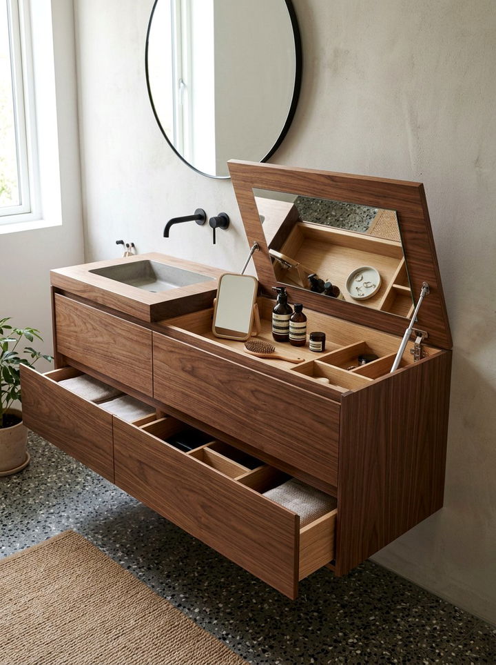 Floating Vanity With Hidden Storage - 30 bedroom floating vanity ideas