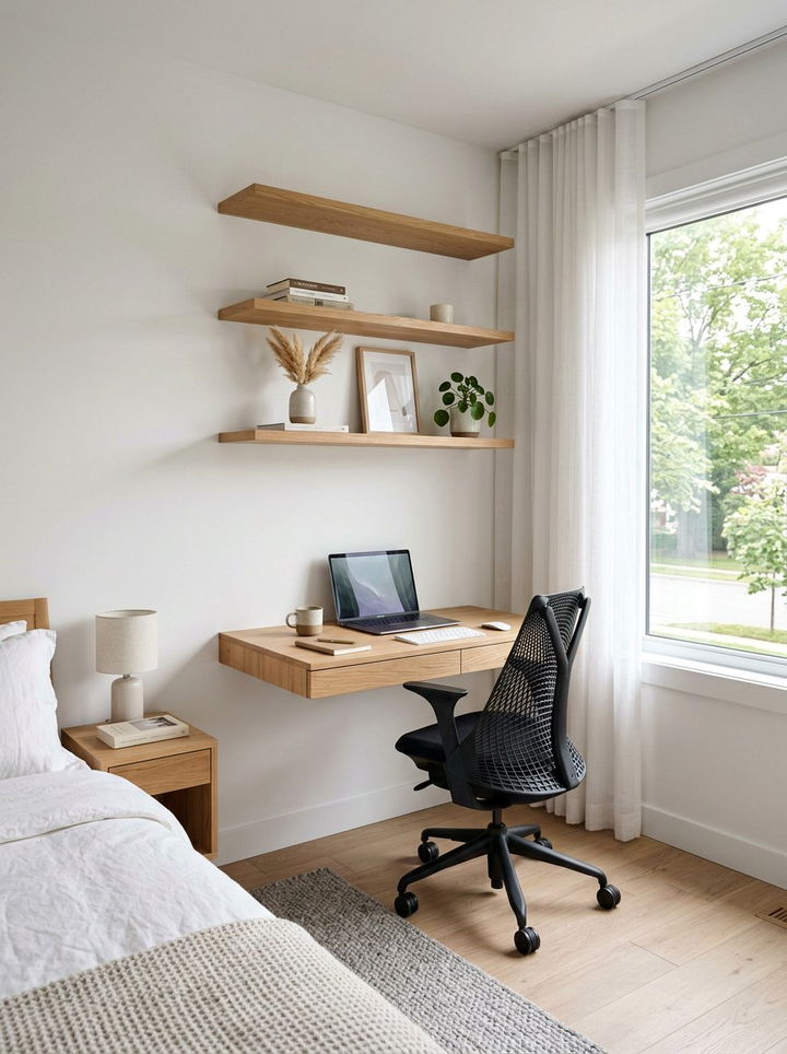 Floating Wall Desk - 30 bedroom study desk ideas