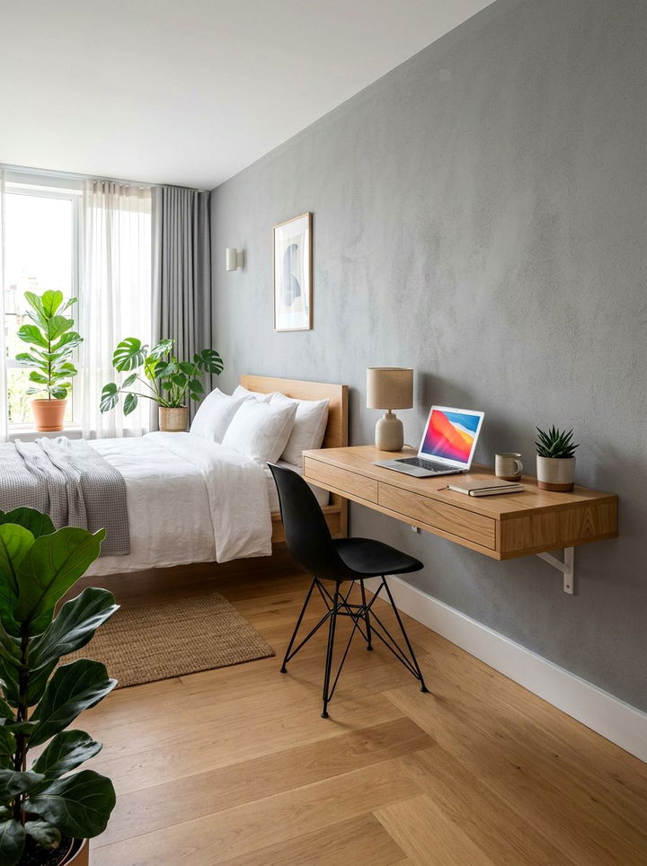 Floating Wall Desk - 30 bedroom workstation designs