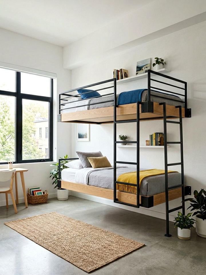 Floating Wall Mounted Bunk Bed - 30 bedroom bunk bed ideas