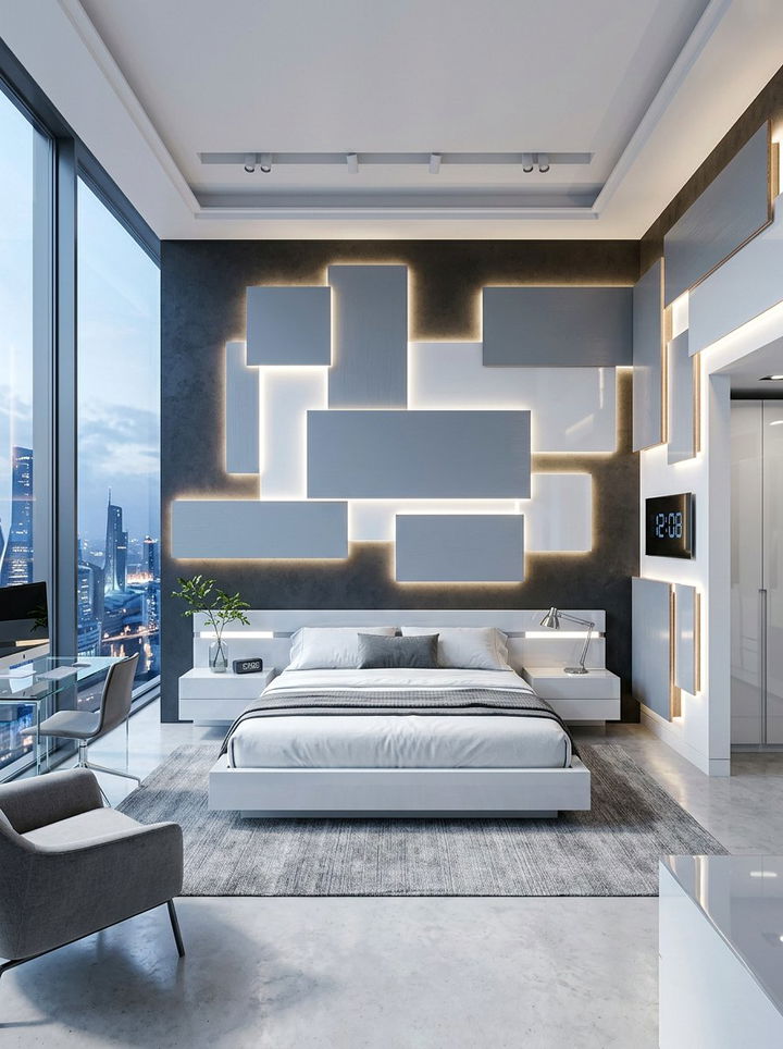 Floating Wall Panels - 30 bedroom molding ideas