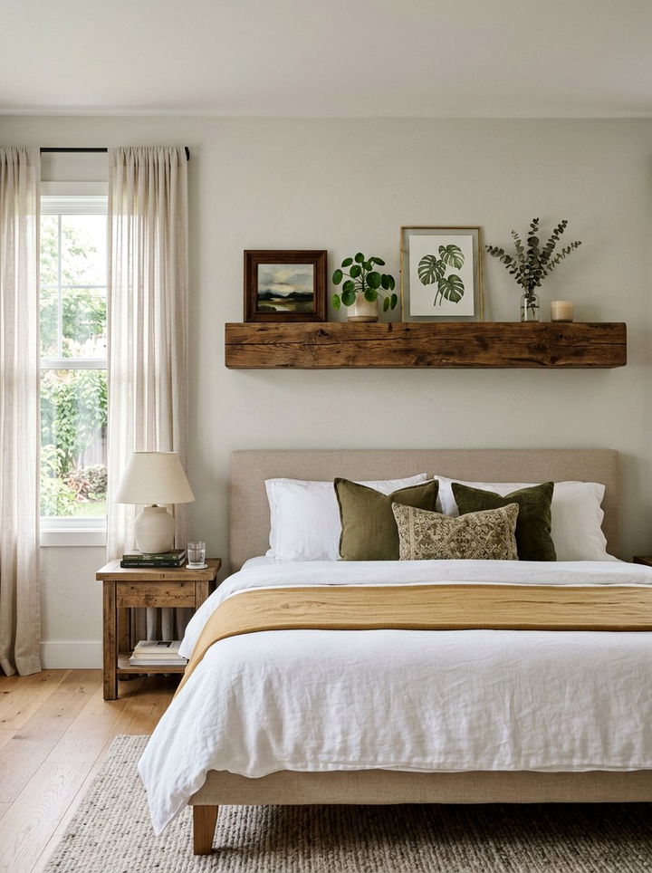Floating Wood Shelf - 30 secondhand bedroom ideas