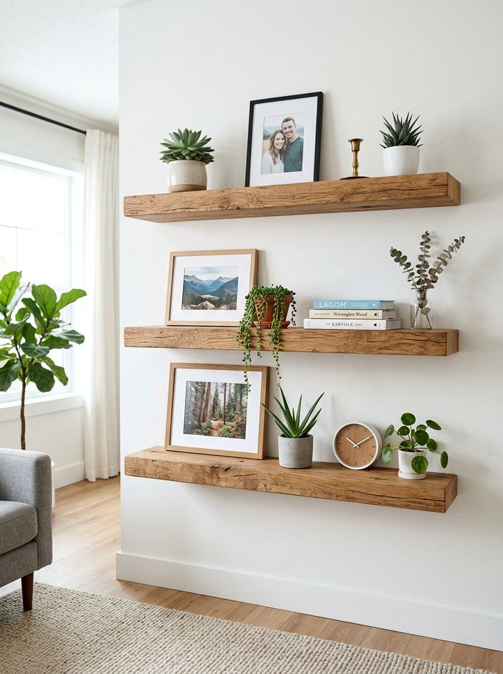Floating Wood Shelves - 30 DIY bedroom ideas