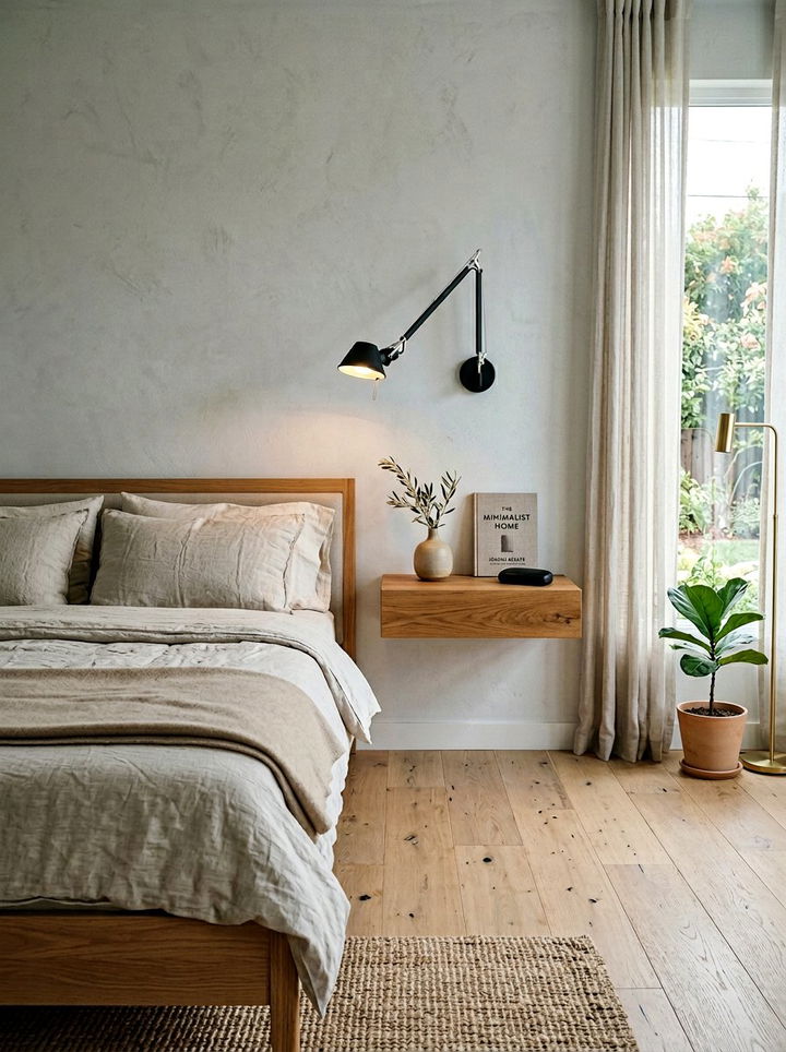 Floating Wooden Shelf - 30 bedroom narrow nightstands