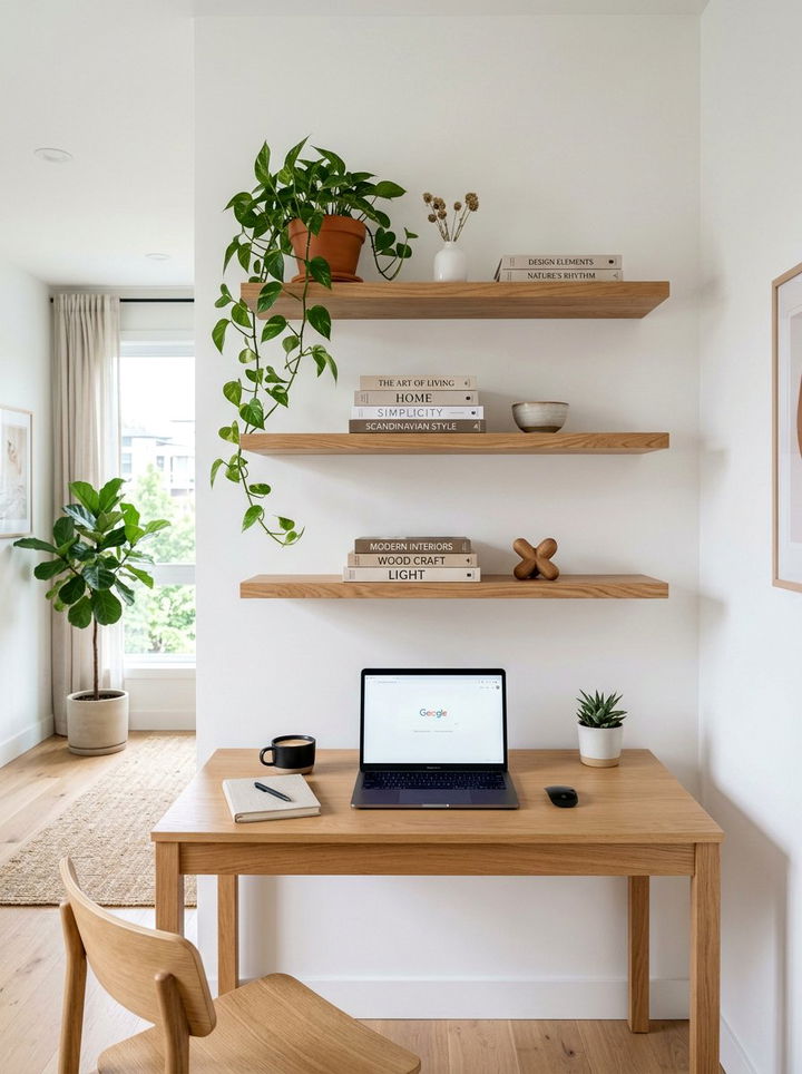 Floating Wooden Shelves - 30 Norwegian bedroom ideas