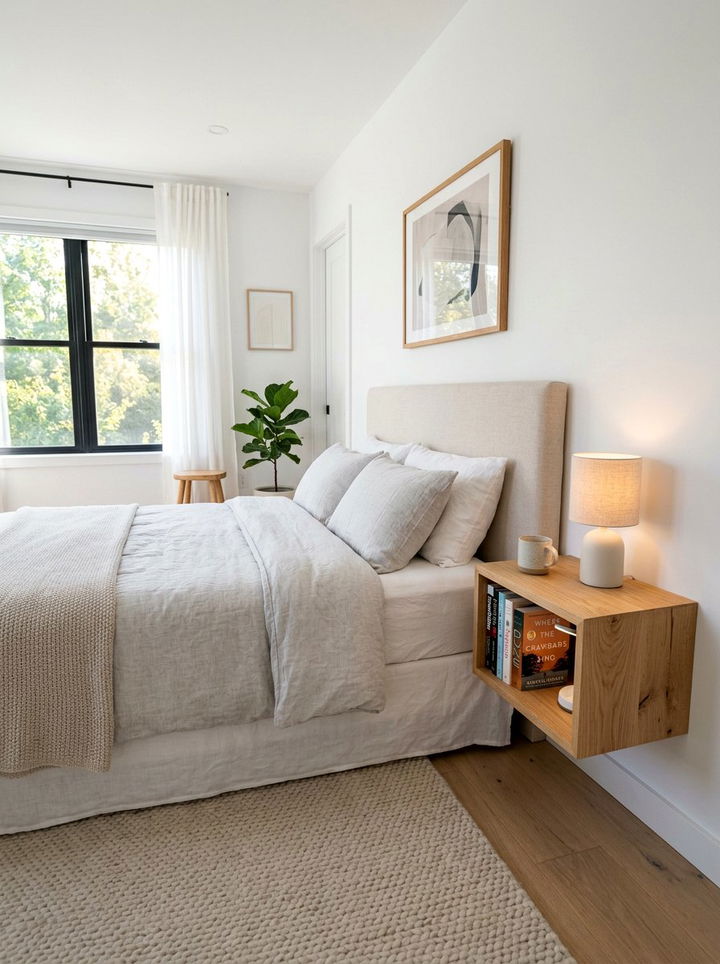 Floating nightstand shelf - 30 bedroom book displays