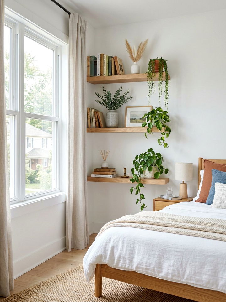 Floating shelves bedroom - 30 bedroom update ideas