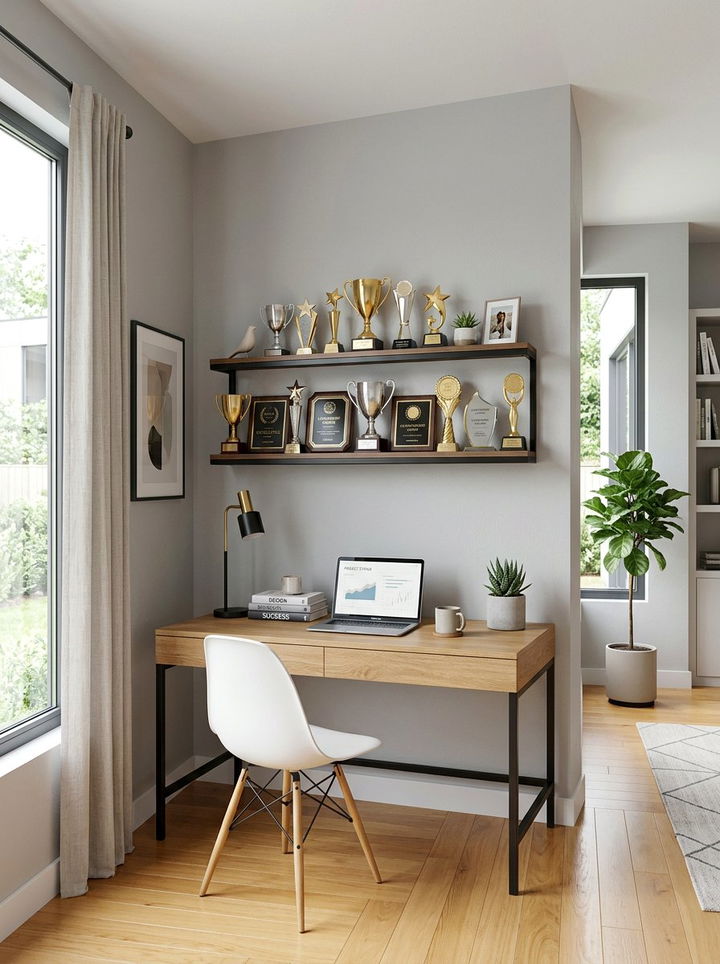 Floating trophy shelf - 30 bedroom trophy display ideas