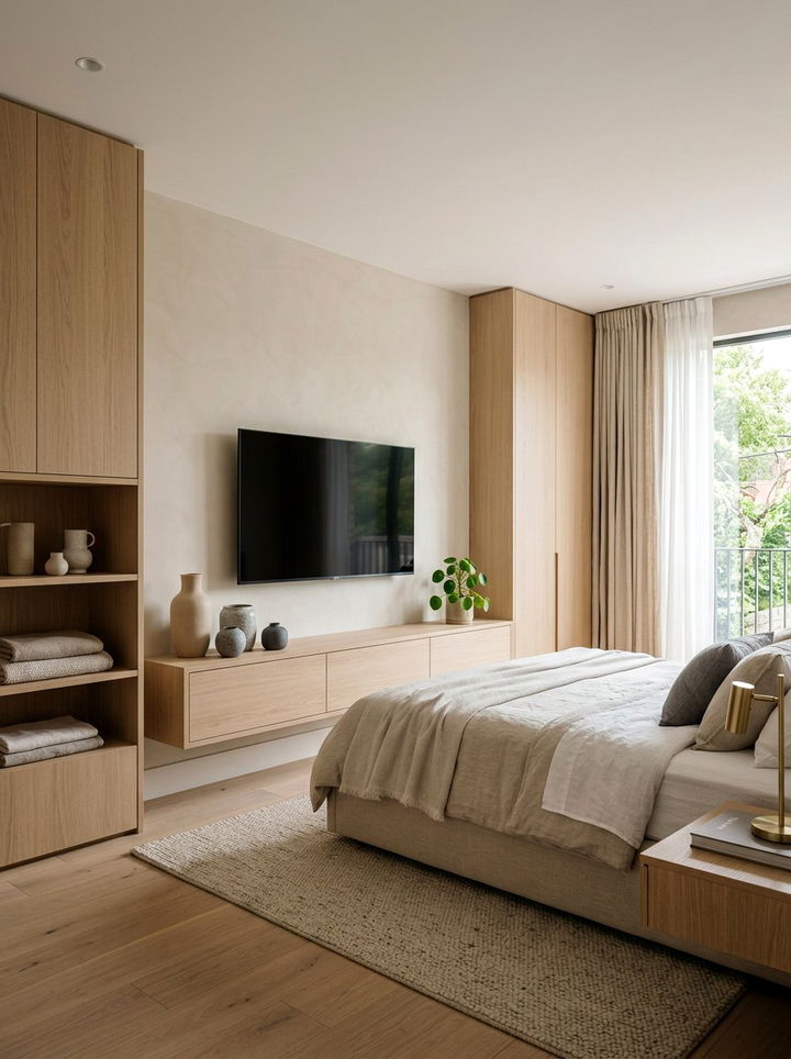 Floating tv console - 30 bedroom tv ideas