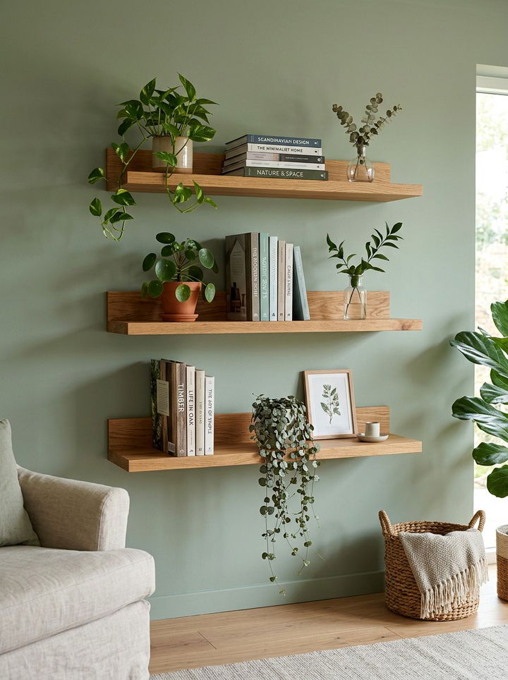 Floating wall shelves - 30 budget bedroom ideas