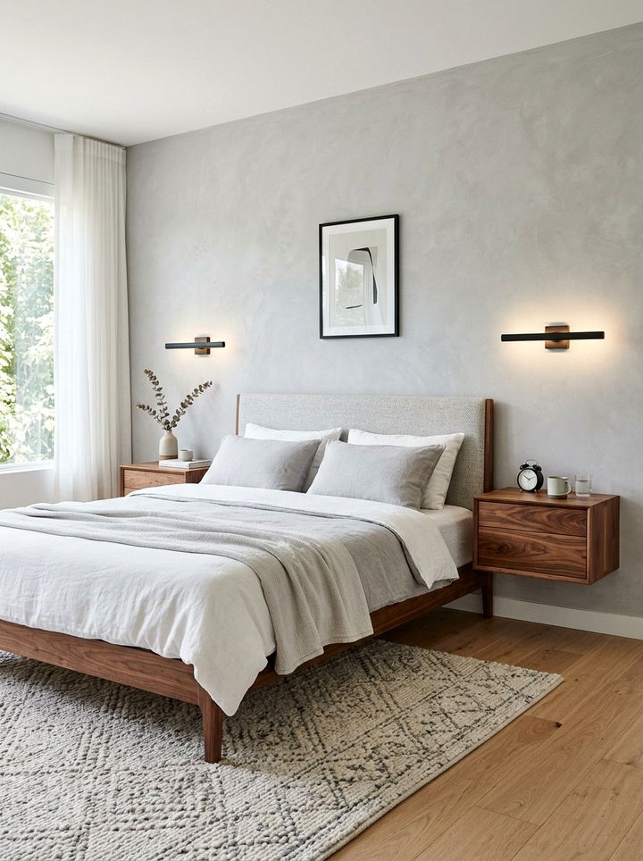 Floating walnut nightstand - 30 bedroom walnut furniture ideas