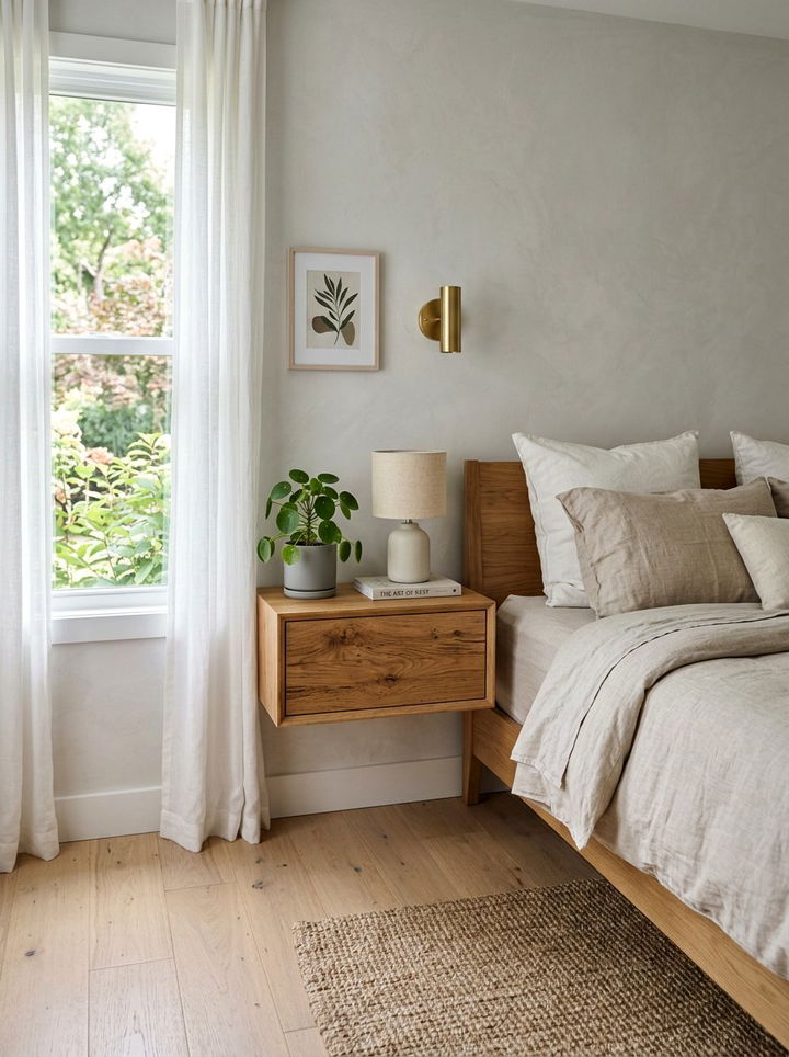 Floating wood nightstand - 30 bedroom modern nightstands