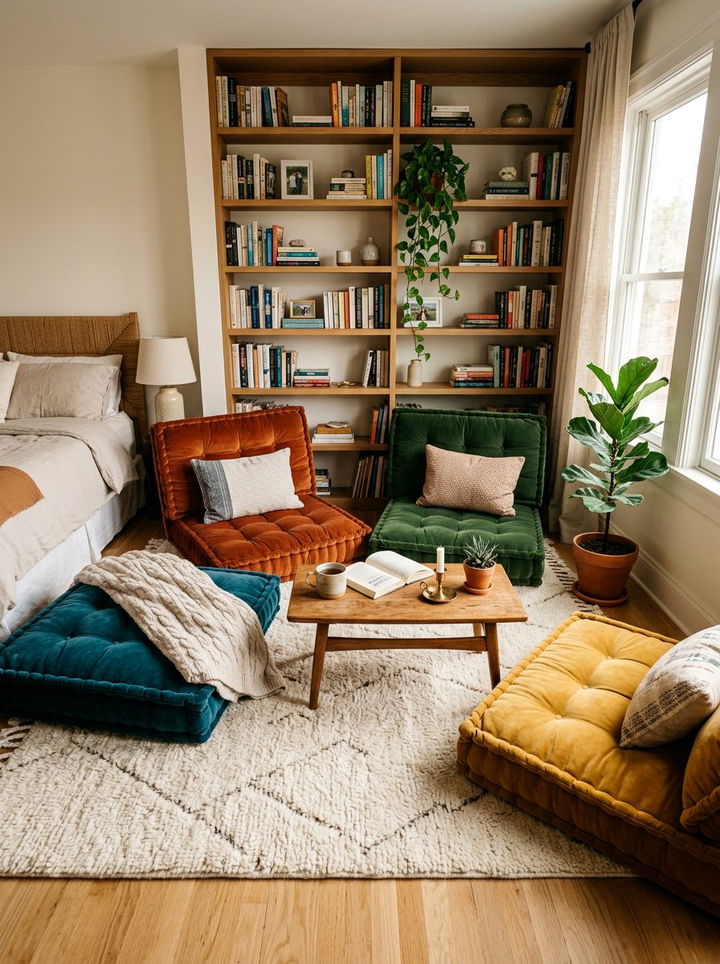 Floor Cushion Seating - 30 bedroom soft settings