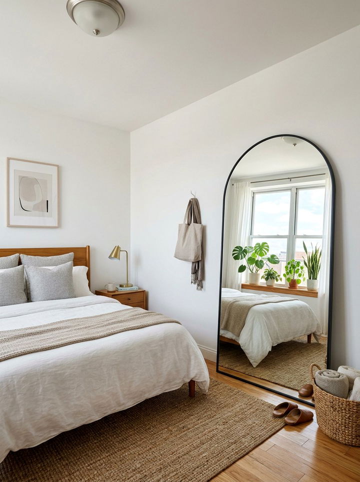 Floor Mirror Bedroom - 30 first apartment bedroom ideas