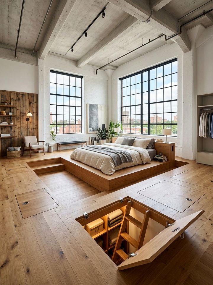 Floor Storage Pit - 30 bedroom concealed storage ideas